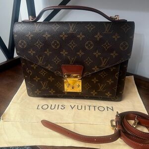 LOUIS VUITTON Monogram Monceau Hand Bag 2way Auth